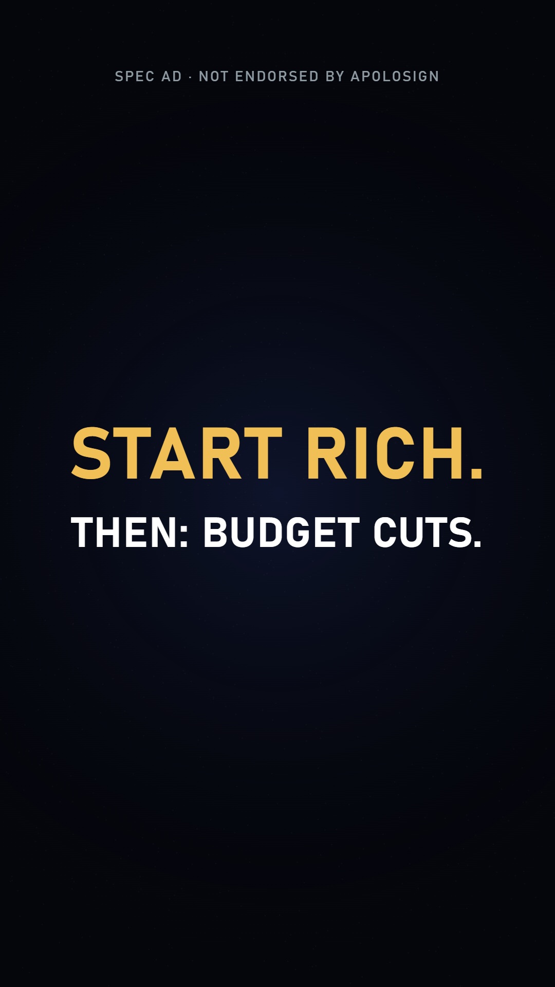 Apolosign calendar: budget cuts ($0 vs $1M)
